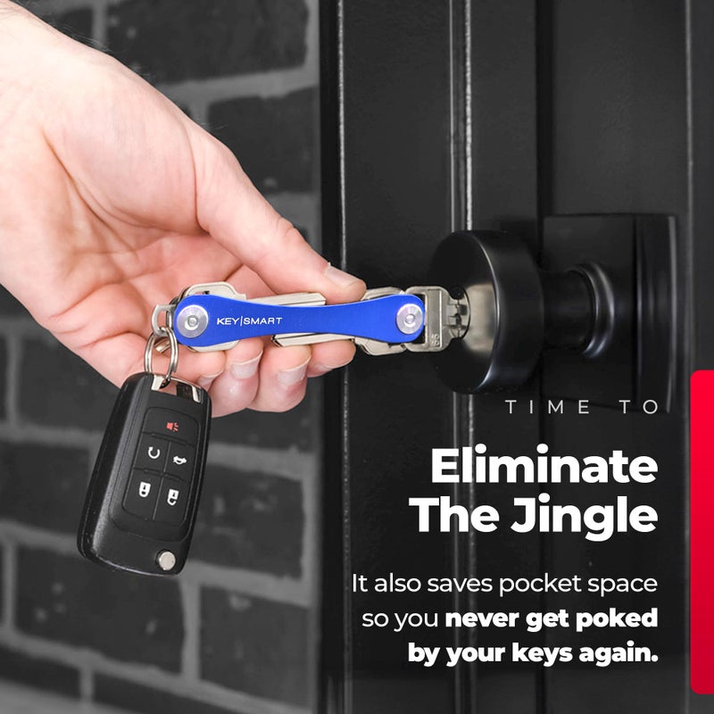 key smart KeySmart Original Key Holder - Compact Key Organizer for Key Chain, Minimalist Clutter-Free EDC Keychains Key Ring, Blue, 14 Keys - Image 3